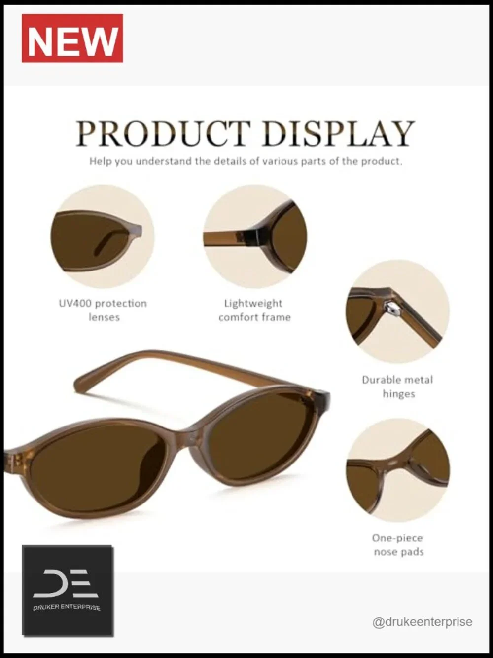 Retro Cat Eye Oval Sunglasses UV400 Lightweight Narrow Shades